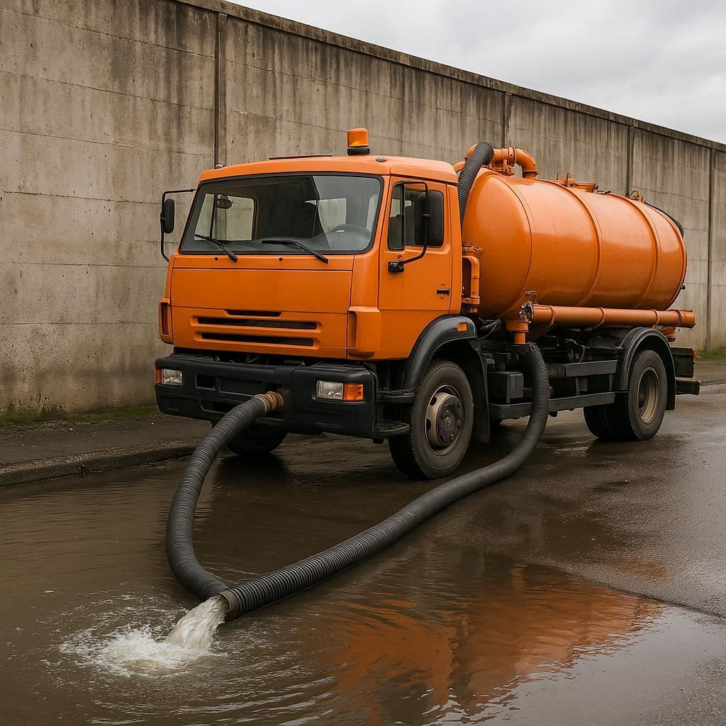 Откачка воды в Луховице