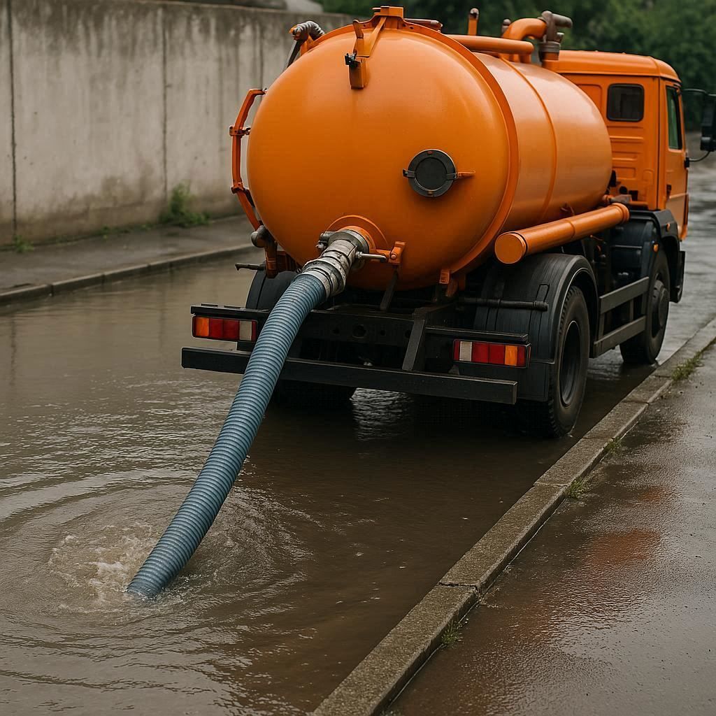 Откачка воды в Луховице